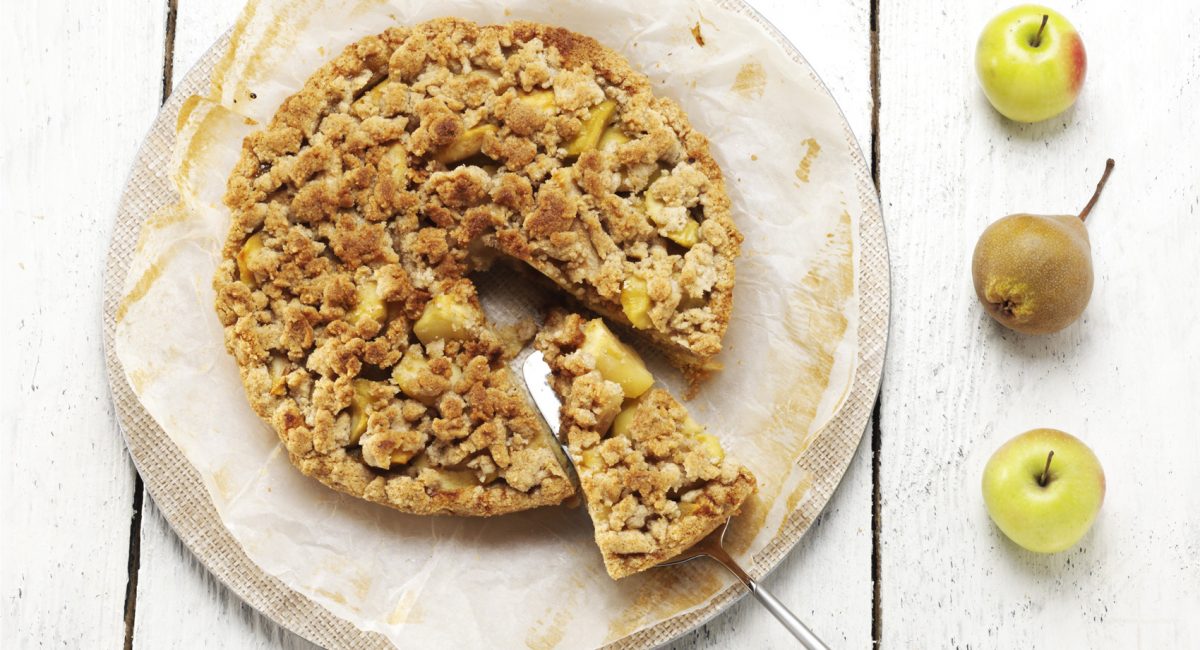 Vollkorn-Crumble mit Apfel- und Pflaumenmus